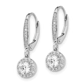 14k White Gold 1 carat Lab Grown Diamond VS/SI+ G+ Complete Round Halo Drop Leverback Earrings